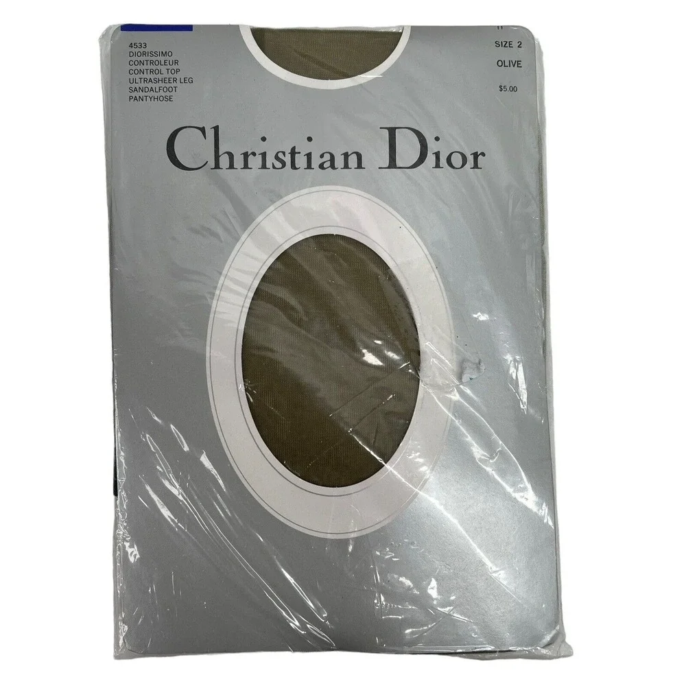 Vtg Christian Dior Panty Hose Stockings Nylons Olive Size 2 Fits 110 140 lbs USA